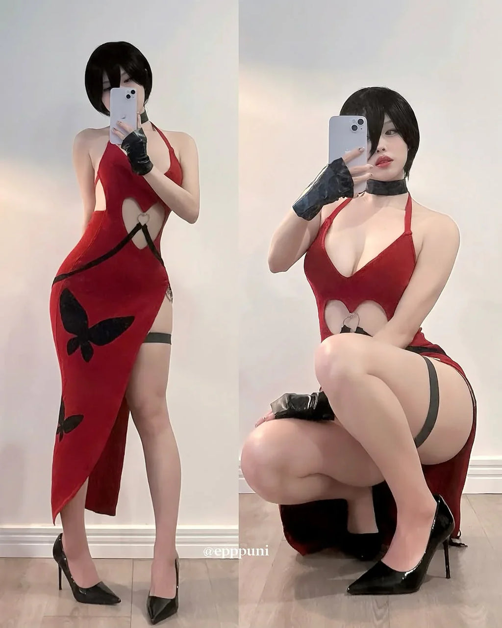 Sexy Red Heart Cutout Dress For Female HA2876