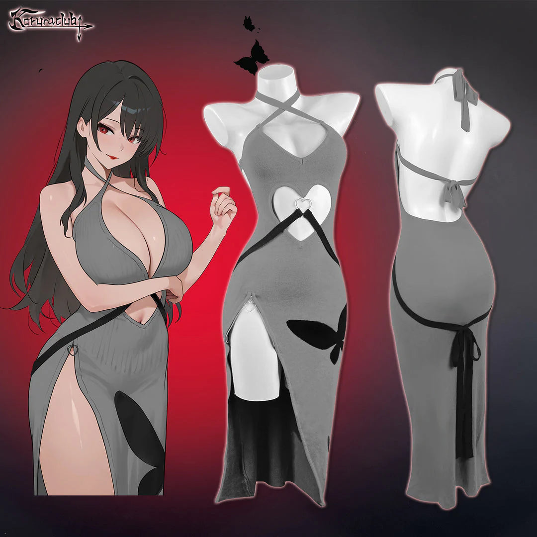 Sexy Red Heart Cutout Dress For Female HA2876