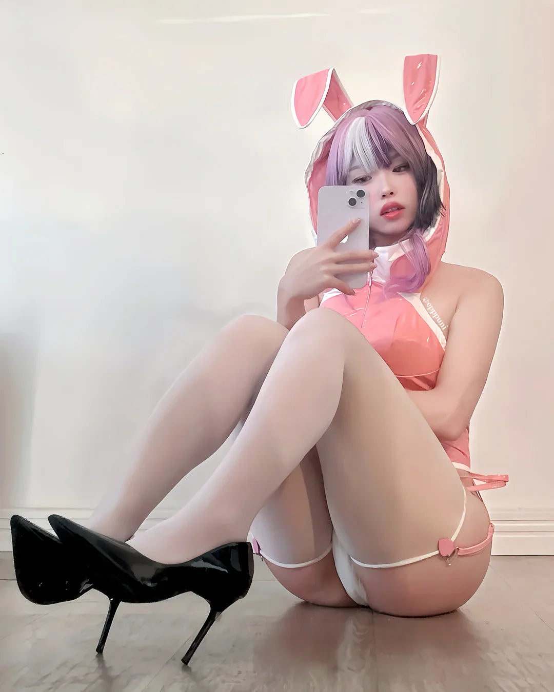 Pink Bunny Hoodie Bodysuit Lingerie HA2937