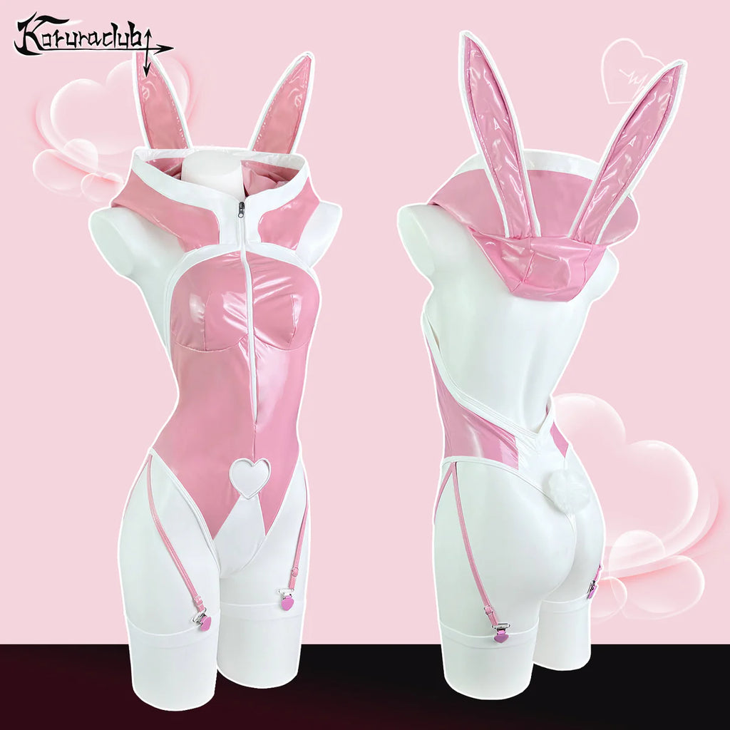 Pink Bunny Hoodie Bodysuit Lingerie HA2937
