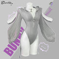 Chic Grey Bunny Ear Hoodie Bodysuit KO64